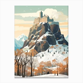 Vintage Winter Travel Illustration Edinburgh Scotland 5 Canvas Print