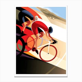 Two Cyclists Racing Canvas Print