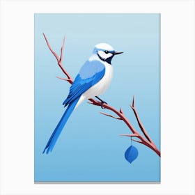 Minimalist Blue Jay 2 Illustration Canvas Print