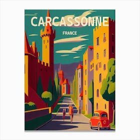 Carcassonne France Retro Canvas Print