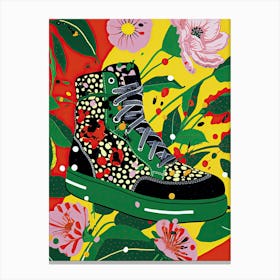 Flower-Infused Steps: Sneaker Art Canvas Print