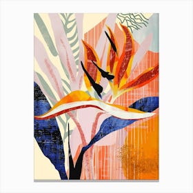 Colourful Flower Illustration Bird Of Paradise 4 Canvas Print