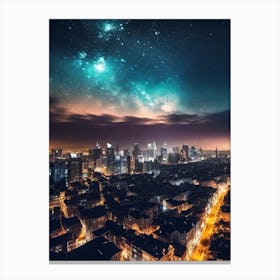 Night Sky Over City Canvas Print