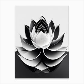 Amur Lotus Black And White Geometric 5 Canvas Print