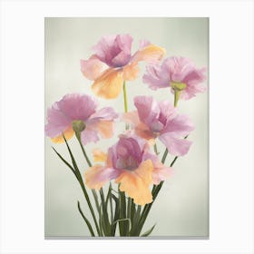 Iris Flowers Acrylic Painting In Pastel Colours 4 Canvas Print