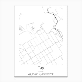 Tay,Canada Minimalist Map Canvas Print