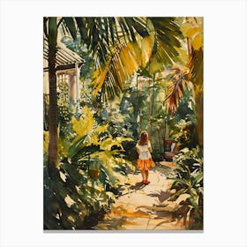 Little Girl In The Tropical Garden - expressionism Canvas Print