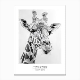 Zoo Austin Texas Black And White Drawing 1 Poster Canvas Print