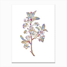 Stained Glass White Plum Flower Mosaic Botanical Illustration on White n.0341 Canvas Print