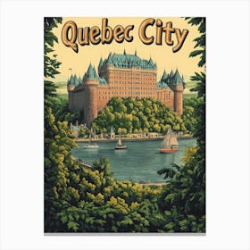 Aihrgdesign A Retro Travel Poster For Quebec City 1 Canvas Print