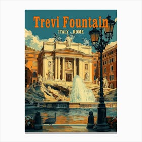 Trevi Fountain, Rome - Vintage Poster Canvas Print