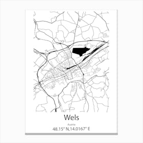 Wels,Austria Minimalist Map Canvas Print