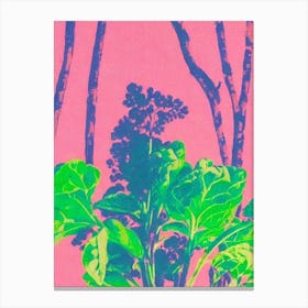 Spinach Risograph Retro Poster vegetable Canvas Print
