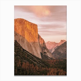 Warm Pink Sunset Mountain Canvas Print