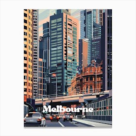 Melbourne Australia Urban City Travel Art Illustration Canvas Print