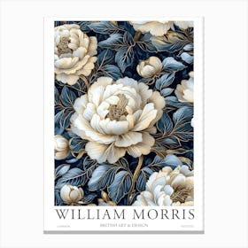 William Morris Prints Blue Flowers William Morris Exhibition Print Navy Blue Gold Poster Vintage Canvas Print