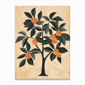 Orange Tree Minimal Japandi Illustration 2 Canvas Print