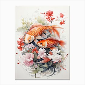 Koi Fish, Japanese Brush Painting, Ukiyo E, Minimal 2 Canvas Print