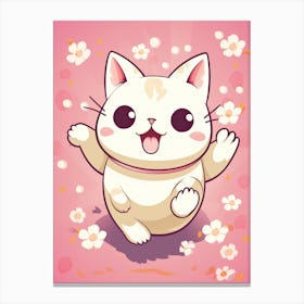 Kawaii Cat Drawings Running 2 Canvas Print