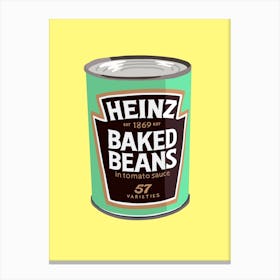 Green Heinz Baked Beans On Yellow Canvas Print