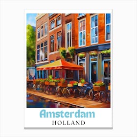 Netherlands Amsterdam, travel poster, wall art print, Amsterdam painting,12 Canvas Print