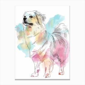 Pastel Tibetan Spaniel Dog Pastel Line Illustration  3 Canvas Print