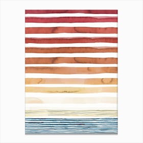 Watercolor Stripes Summer Sunset Canvas Print