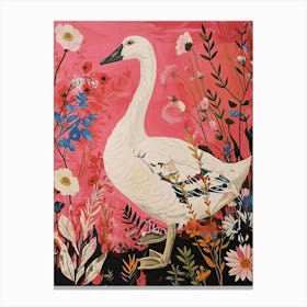 Floral Animal Painting Goose 1 Canvas Print