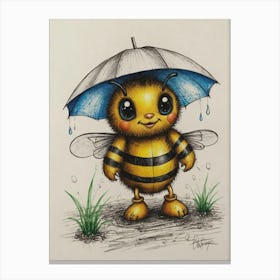 Bee In The Rain 4 Canvas Print