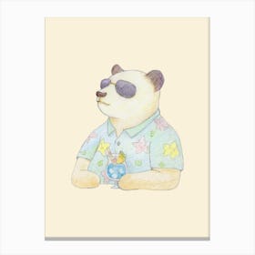 Panda and Blue Hawaii Canvas Print