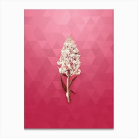 Vintage Leafy Spiked Orchis Botanical in Gold on Viva Magenta n.0229 Canvas Print