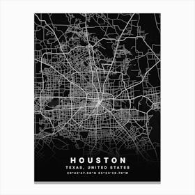 Houston Texas USA Black Map Canvas Print