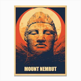 Mount Nemrut Retro Poster 3 Canvas Print
