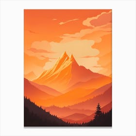 Misty Mountains Vertical Composition In Orange Tone 104 Canvas Print