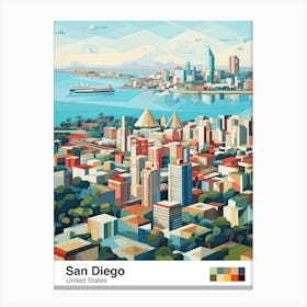 San Diego, Usa, Geometric Illustration 4 Poster Canvas Print