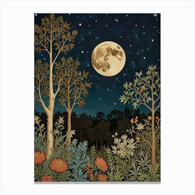 Moonlight In The Forest Style William Morris Art Print 2 Canvas Print