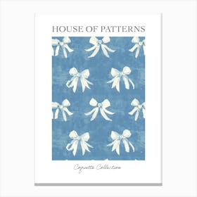 White And Blue Bows 4 Pattern Poster Canvas Print