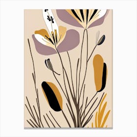 Desert Mariposa Lily Wildflower Modern Muted Colours Canvas Print