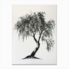 Willow Tree Simple Geometric Nature Stencil 2 Canvas Print