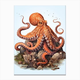 Common Octopus Illustration 8 Canvas Print