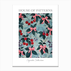 Folk Cherries And Bows 3 Pattern Poster Canvas Print