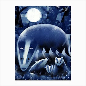 Badgers in the Moonlight Canvas Print