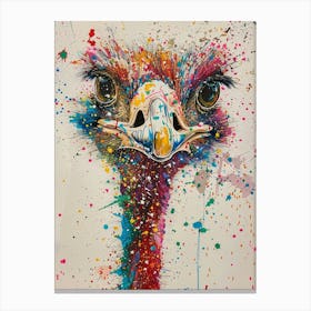 Ostrich Colourful Watercolour 4 Canvas Print