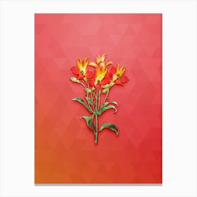 Vintage Red Speckled Alstromeria Botanical Art on Fiery Red n.1185 Canvas Print