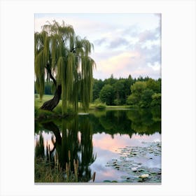 Willow Tree In Pond Canvas Print