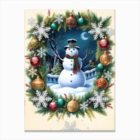 William Morris Snowman Wreath Canvas Print