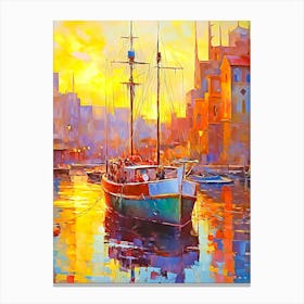 Sunset In The Harbor Canvas Print