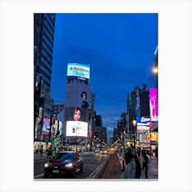 Billboard Awaiting Advertisement Installation Stands In Stark Contrast To An Urban Street Scene G (1) Canvas Print