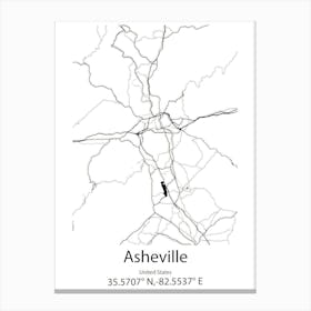 Asheville,United States Minimalist Map 1 Canvas Print