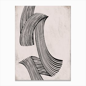Flowing Black Lines On Neutral 1 Canvas Print